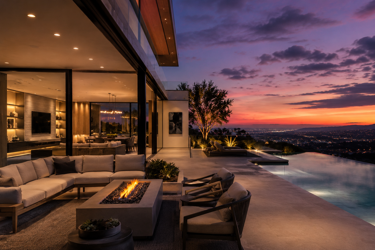 Luxury smart home at twilight